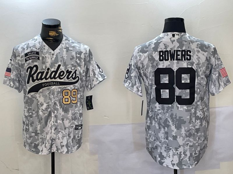 Men Oakland Raiders 89 Bowers Nike Arctic Camo 2024 Salute to Service Limited NFL Jersey style 3